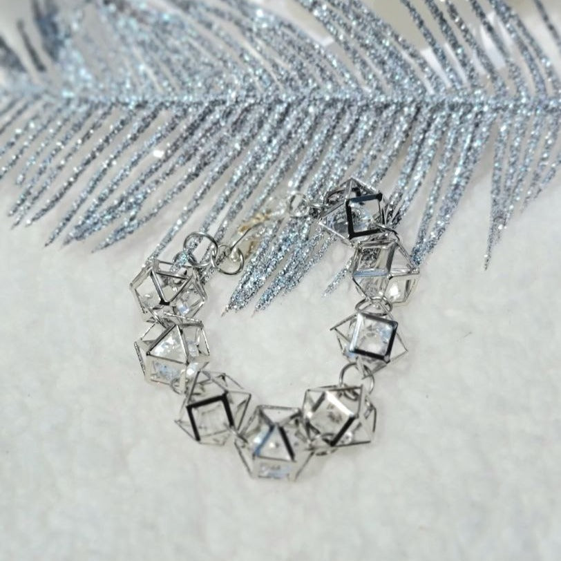 Contemporary Silver Geometric Bracelet