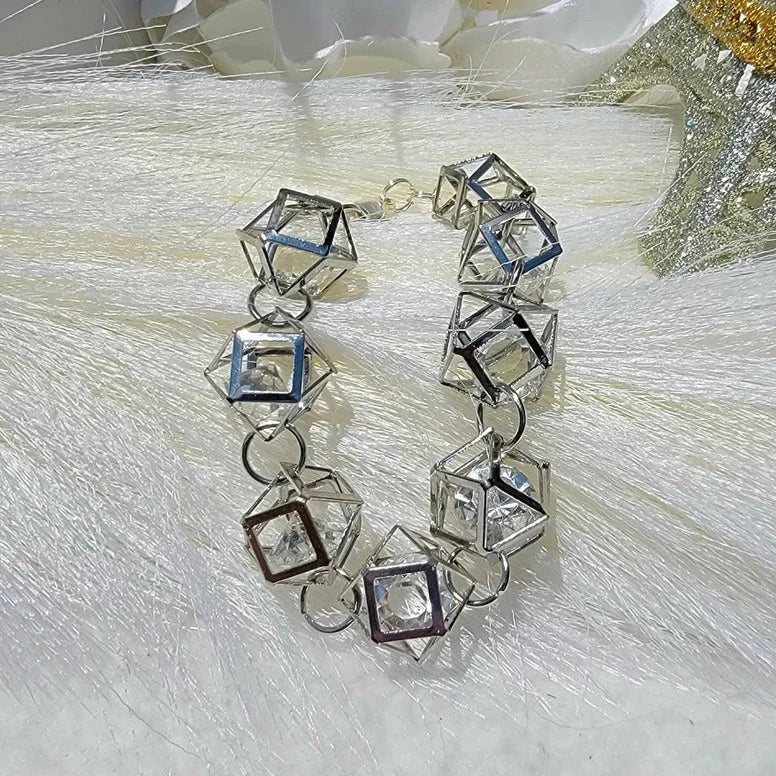 Contemporary Silver Geometric Bracelet