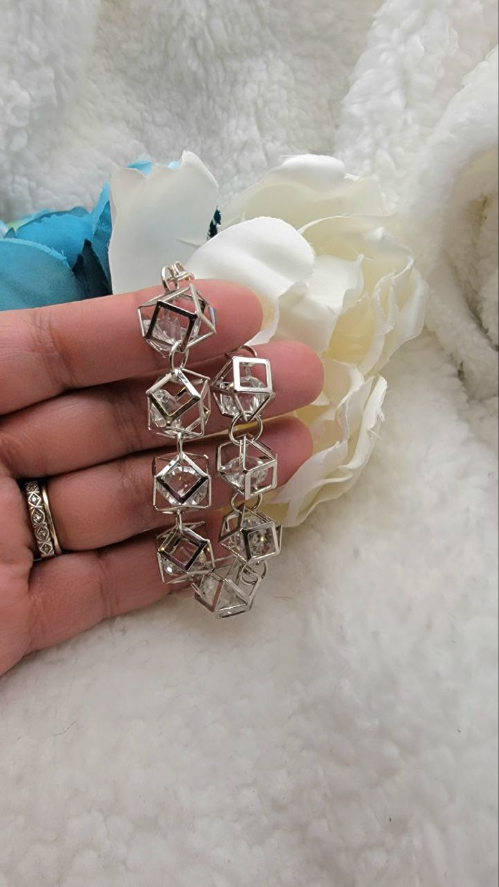 Contemporary Silver Geometric Bracelet