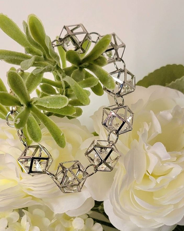 Contemporary Silver Geometric Bracelet