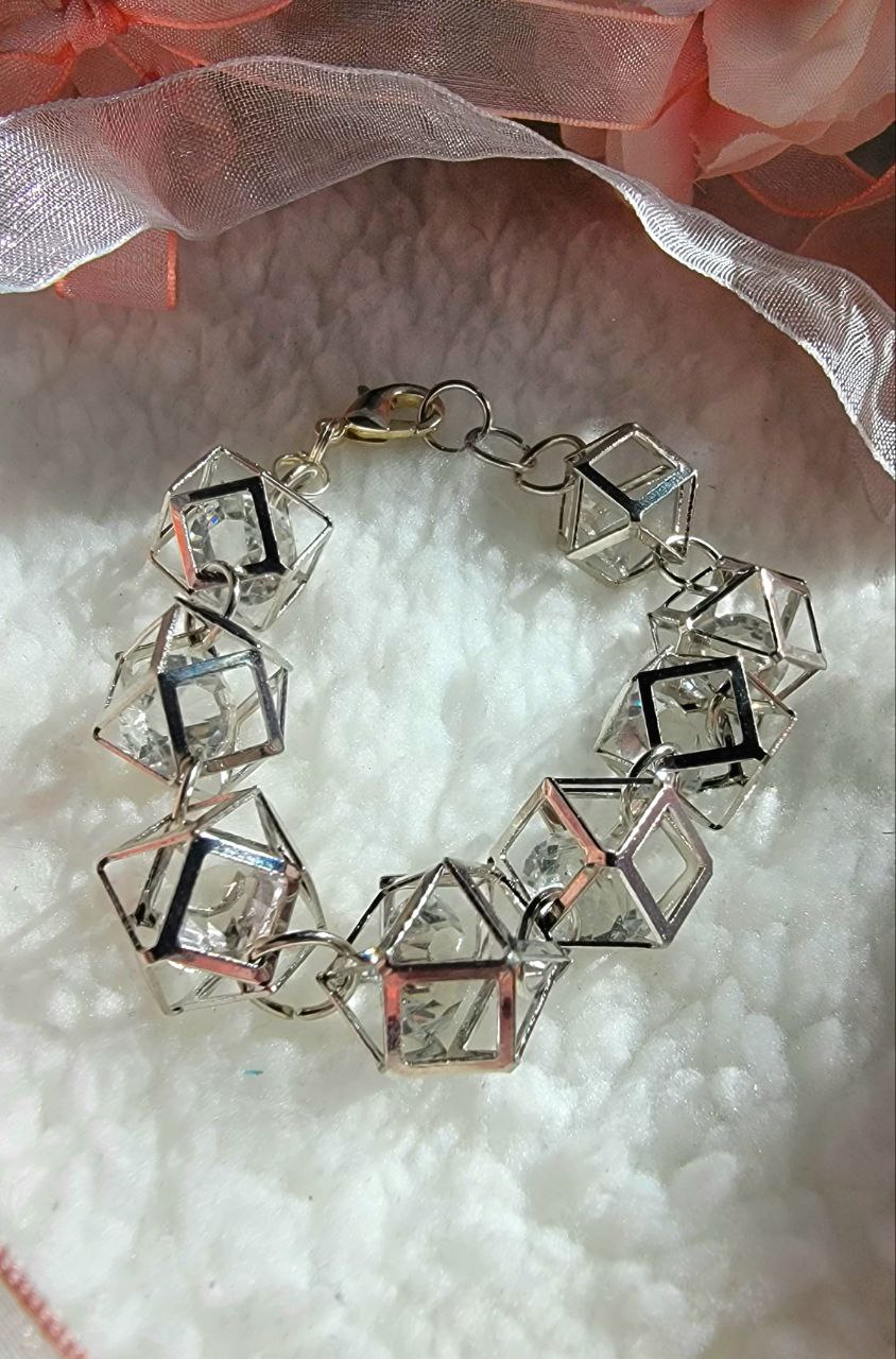 Contemporary Silver Geometric Bracelet