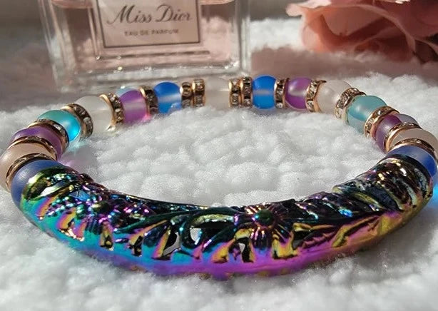 Ensemble de bijoux en pierre de lune, bijoux couleur arc-en-ciel, ensemble de bijoux de mariée, accessoires tendance, mariage, bijoux mère de la mariée, collier arc-en-ciel