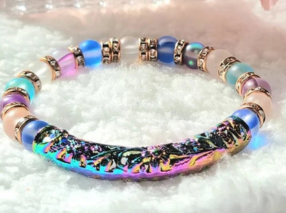 Ensemble de bijoux en pierre de lune, bijoux couleur arc-en-ciel, ensemble de bijoux de mariée, accessoires tendance, mariage, bijoux mère de la mariée, collier arc-en-ciel