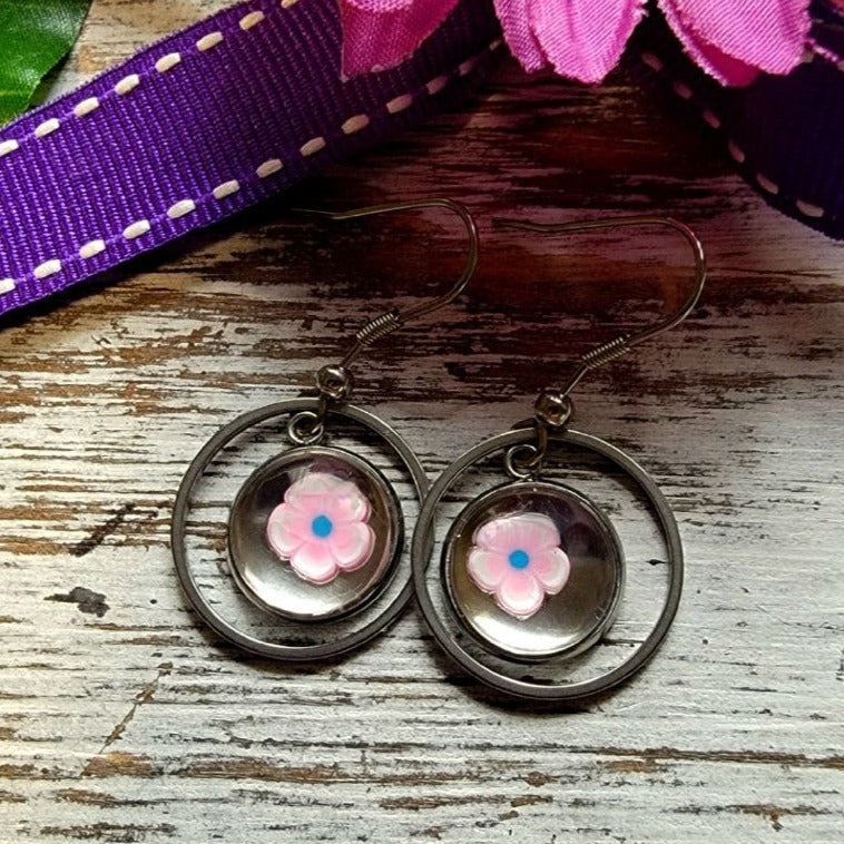 Colorful Polymer Clay Flower Earring, Modern Teen Dangle