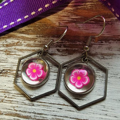 Colorful Polymer Clay Flower Earring, Modern Teen Dangle