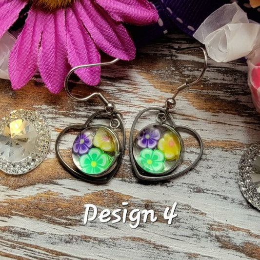 Fun Polymer Clay Flower Earring, Stainless Steel Dangle