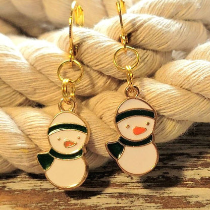 Green & White Penguin Earrings, Christmas Winter Fashion Dangle