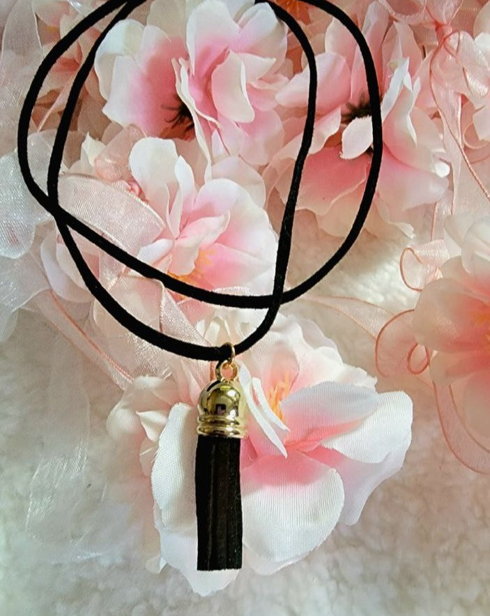 Double Layered Mini-Black Tassel Choker, Elegant Minimalist Design Necklace