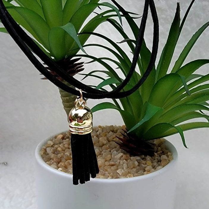 Double Layered Mini-Black Tassel Choker, Elegant Minimalist Design Necklace