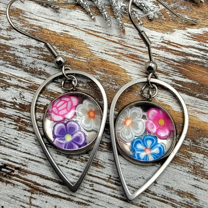 Vibrant Polymer Clay Flower Earring, Fun and Festive Springtime Dangle