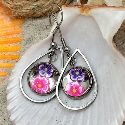 Vibrant Polymer Clay Flower Earring, Fun and Festive Springtime Dangle