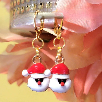 Stylish Santa Claus w/ Sunglasses Christmas Earrings, Seasonal Dangle, Whimsical Holiday Pendant, Cool St. Nicholas Charm, Winter Chic