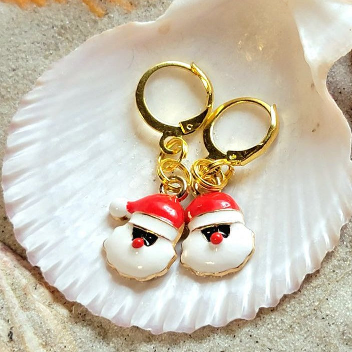 Stylish Santa Claus w/ Sunglasses Christmas Earrings, Seasonal Dangle, Whimsical Holiday Pendant, Cool St. Nicholas Charm, Winter Chic