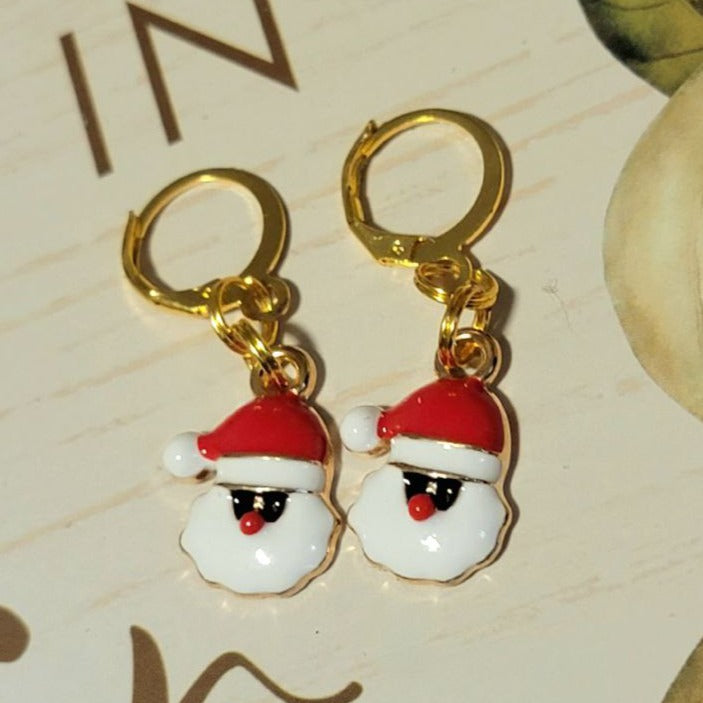 Stylish Santa Claus w/ Sunglasses Christmas Earrings, Seasonal Dangle, Whimsical Holiday Pendant, Cool St. Nicholas Charm, Winter Chic