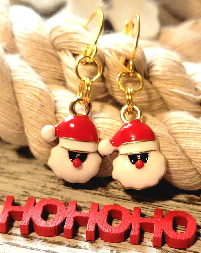 Stylish Santa Claus w/ Sunglasses Christmas Earrings, Seasonal Dangle, Whimsical Holiday Pendant, Cool St. Nicholas Charm, Winter Chic