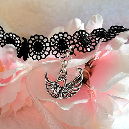 Gargantilla de cisne de encaje negro, cuello elegante, accesorio sexy para adolescentes, adorno de belleza atemporal, joyería de moda única, Boho Chic