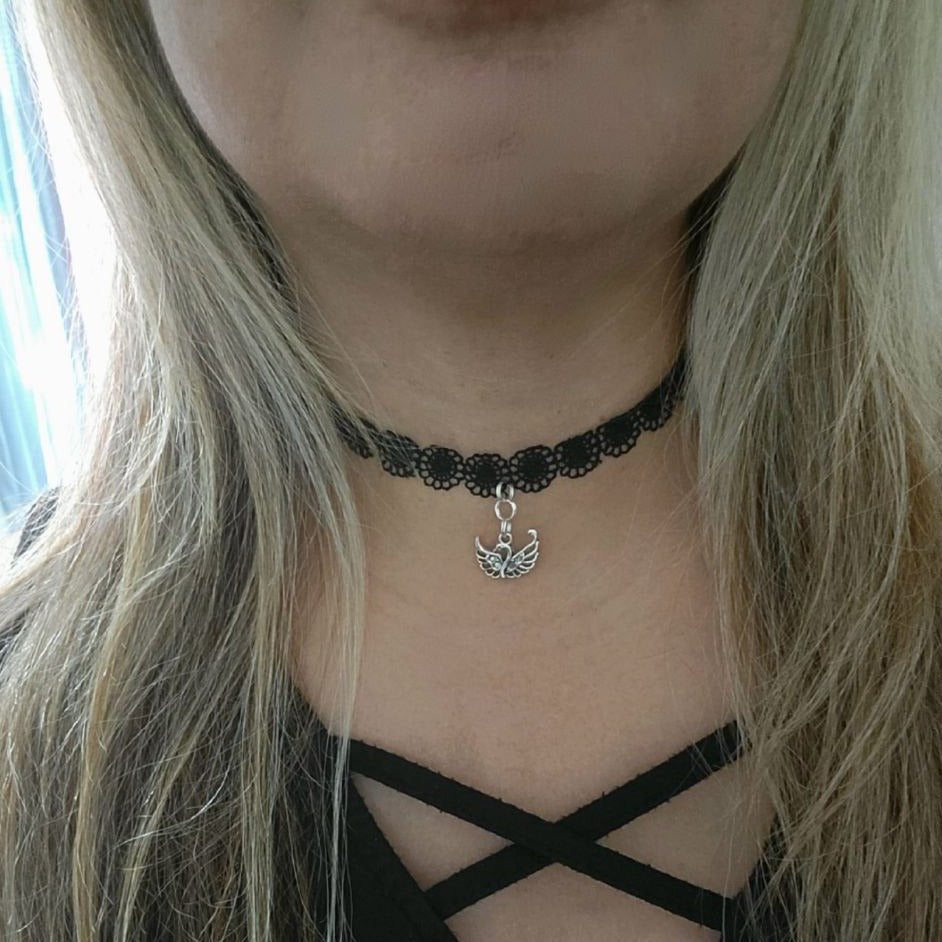 Black Lace Swan Choker, Elegant Neck Collar, Sexy Teen Accessory