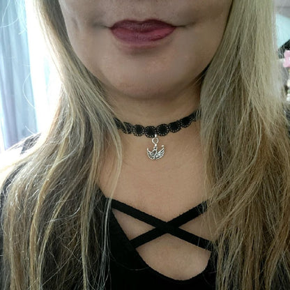 Black Lace Swan Choker, Elegant Neck Collar, Sexy Teen Accessory