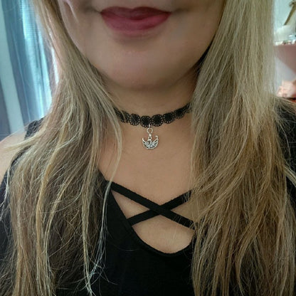 Black Lace Swan Choker, Elegant Neck Collar, Sexy Teen Accessory