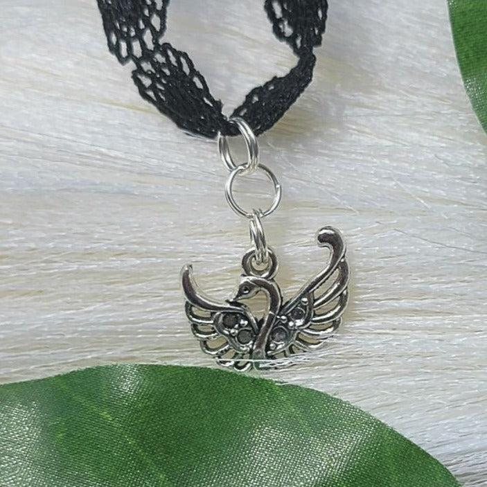 Tour de cou cygne en dentelle noire, collier de cou élégant, accessoire sexy pour adolescents, parure de beauté intemporelle, bijoux à la mode uniques, Boho Chic