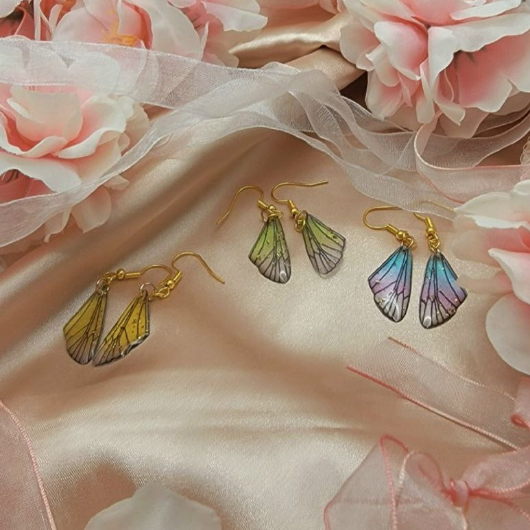 Translucent Half Butterfly Wing Earring, Ethereal Dangles, Whimsical Winged Jewelry for Nature Lovers, Vibrant & Elegant Pendant