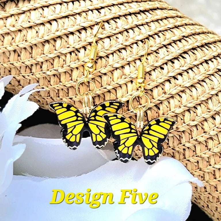 Multi-Colored Elegant Butterfly Earrings, Symbol of Spiritual Rebirth Dangle