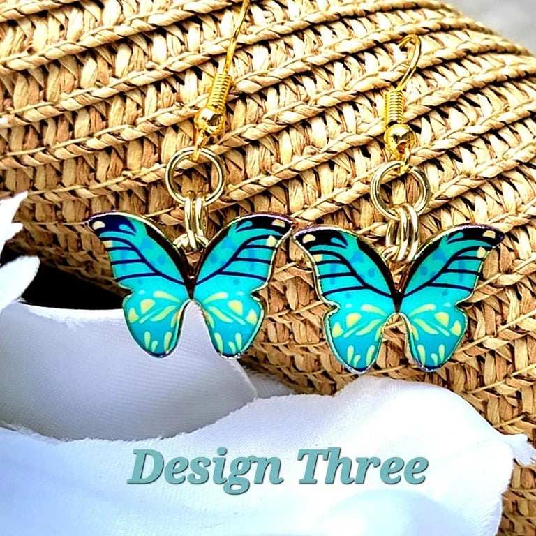 Multi-Colored Elegant Butterfly Earrings, Symbol of Spiritual Rebirth Dangle