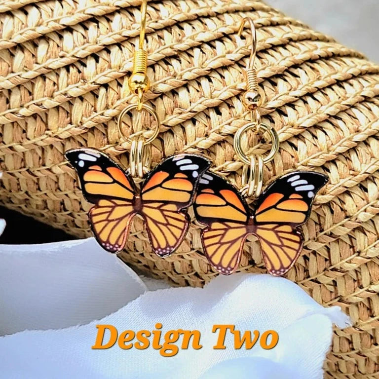 Multi-Colored Elegant Butterfly Earrings, Symbol of Spiritual Rebirth Dangle