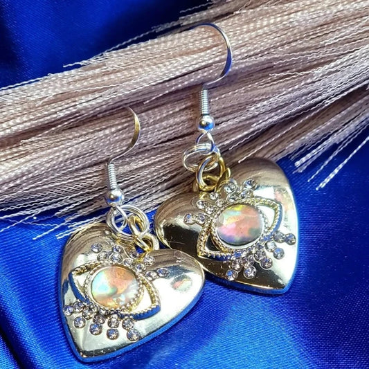 Mystic Eye Heart Earring, Silver Protection Dangle, Unique Symbolic Pendant