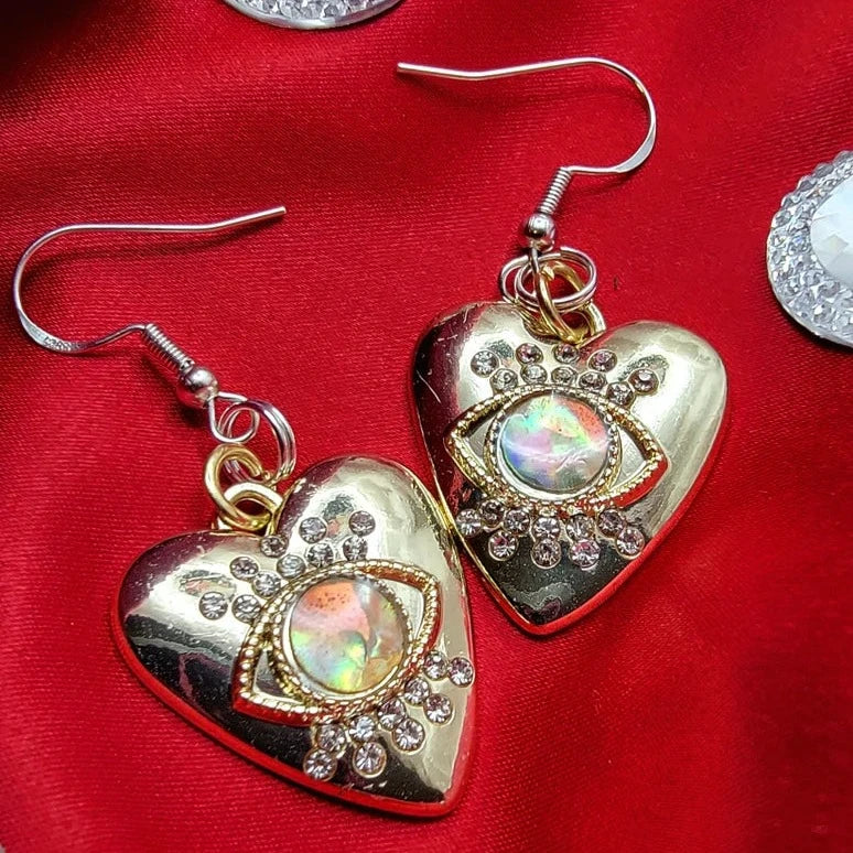 Mystic Eye Heart Earring, Silver Protection Dangle, Unique Symbolic Pendant