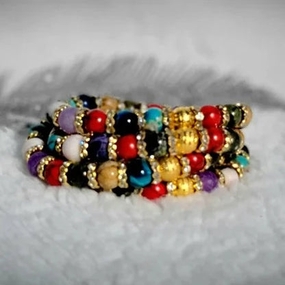 Pulsera de piedras preciosas con cuentas, piedra natural ojo de tigre, joyería bohemia, accesorio de moda, joyería de muñeca elástica hecha a mano, Boho Chic