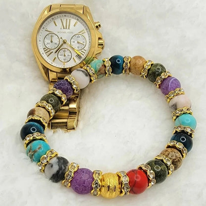 Pulsera de piedras preciosas con cuentas, piedra natural ojo de tigre, joyería bohemia, accesorio de moda, joyería de muñeca elástica hecha a mano, Boho Chic