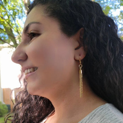 Long Gold Chain Tassel Dangle Earrings, Day-To-Night Versatile Jewelry, Comfortable Lightweight Dangle