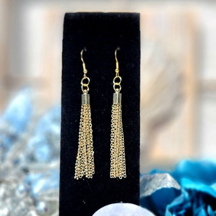 Long Gold Chain Tassel Dangle Earrings, Day-To-Night Versatile Jewelry, Comfortable Lightweight Dangle