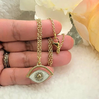 Gold Open Eye Necklace, Kabbalah Accessory,  Two Sided Jewelry, Protective Amulet