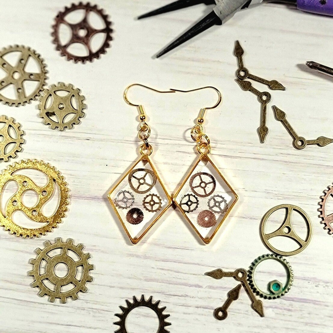 Neo-Victorian Steampunk Earring, Wearable Dangle that Celebrates Mechanical Beauty