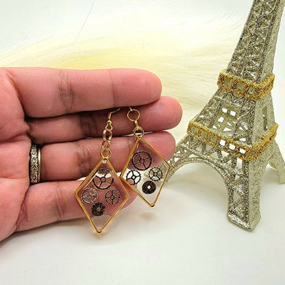 Neo-Victorian Steampunk Earring, Wearable Dangle that Celebrates Mechanical Beauty