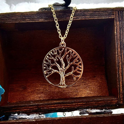 Golden Tree of Life Necklace, Symbolic Unisex Pendant, Elegant Minimalist Jewelry