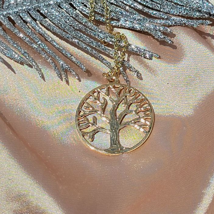 Golden Tree of Life Necklace, Symbolic Unisex Pendant, Elegant Minimalist Jewelry