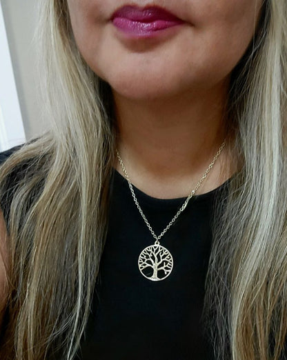 Golden Tree of Life Necklace, Symbolic Unisex Pendant, Elegant Minimalist Jewelry