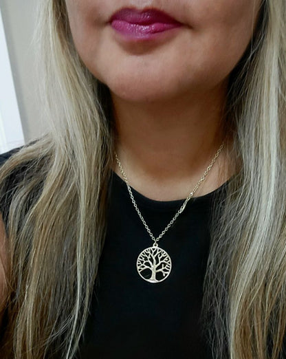 Golden Tree of Life Necklace, Symbolic Unisex Pendant, Elegant Minimalist Jewelry