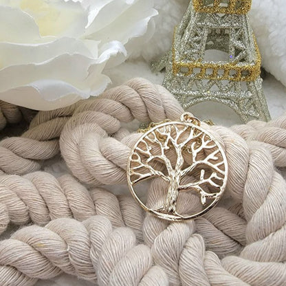 Golden Tree of Life Necklace, Symbolic Unisex Pendant, Elegant Minimalist Jewelry