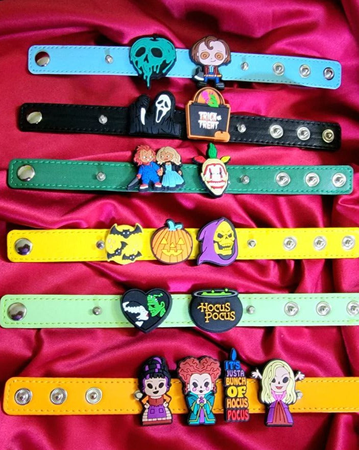 Bracelet d'Halloween, Hocus Pocus, Scream, Frankenstein &amp; Bride, Citrouille d'automne, Chucky et sa mariée, personnages emblématiques du film d'horreur