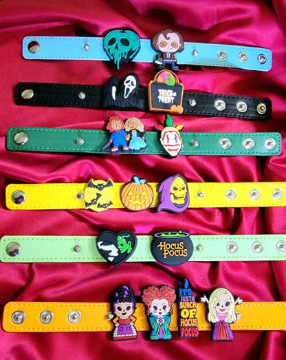 Halloween Kids Bracelet, Hocus Pocus, Scream, Frankenstein & Bride, Autumn Pumpkin, Chucky and His Bride, Iconic Horror Movie Characters