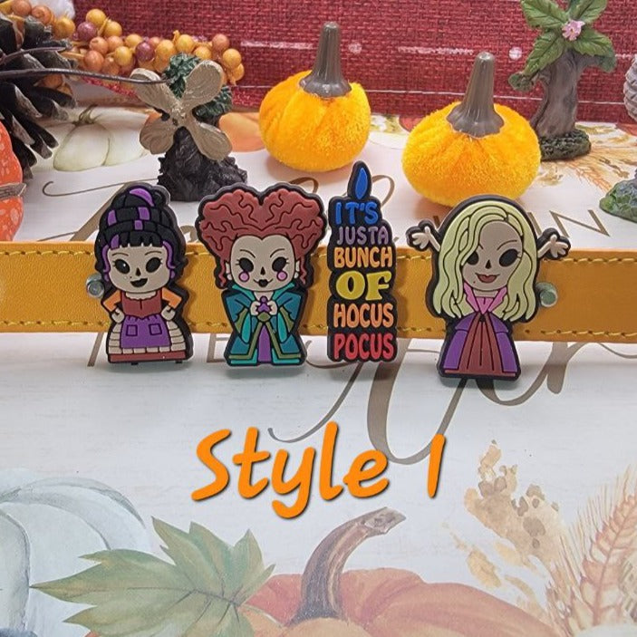 Pulsera de Halloween, Hocus Pocus, Scream, Frankenstein y la novia, Calabaza de otoño, Chucky y su novia, Personajes icónicos de películas de terror