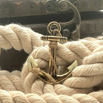 Vintage Style Maritime Necklace, Burnished Gold Anchor Sailor Pendant, Men's Nautical Theme Jewelry, Navy Wife Necklace, Adventure-Inspired