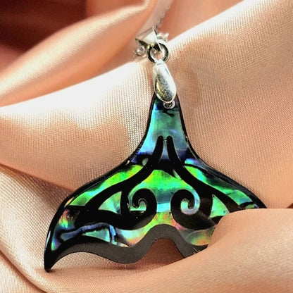 Iridescent Pendant Merging Mermaid & Whale Tail Necklace, Shimmering Nautical Pendant for Beach Enthusiasts