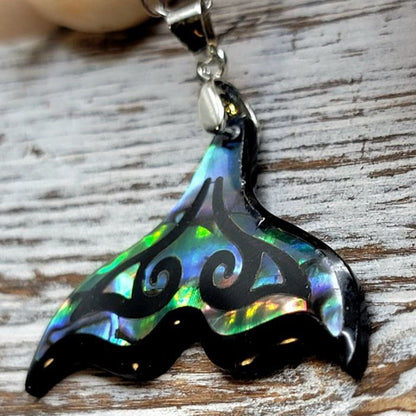 Iridescent Pendant Merging Mermaid & Whale Tail Necklace, Shimmering Nautical Pendant for Beach Enthusiasts