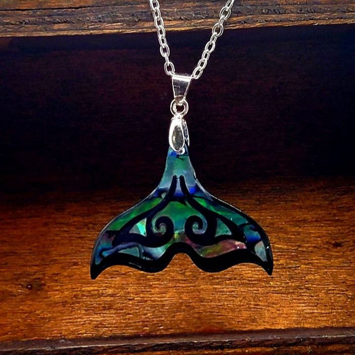 Iridescent Pendant Merging Mermaid & Whale Tail Necklace, Shimmering Nautical Pendant for Beach Enthusiasts