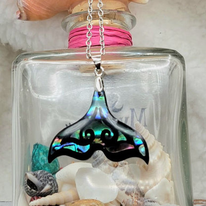 Iridescent Pendant Merging Mermaid & Whale Tail Necklace, Shimmering Nautical Pendant for Beach Enthusiasts